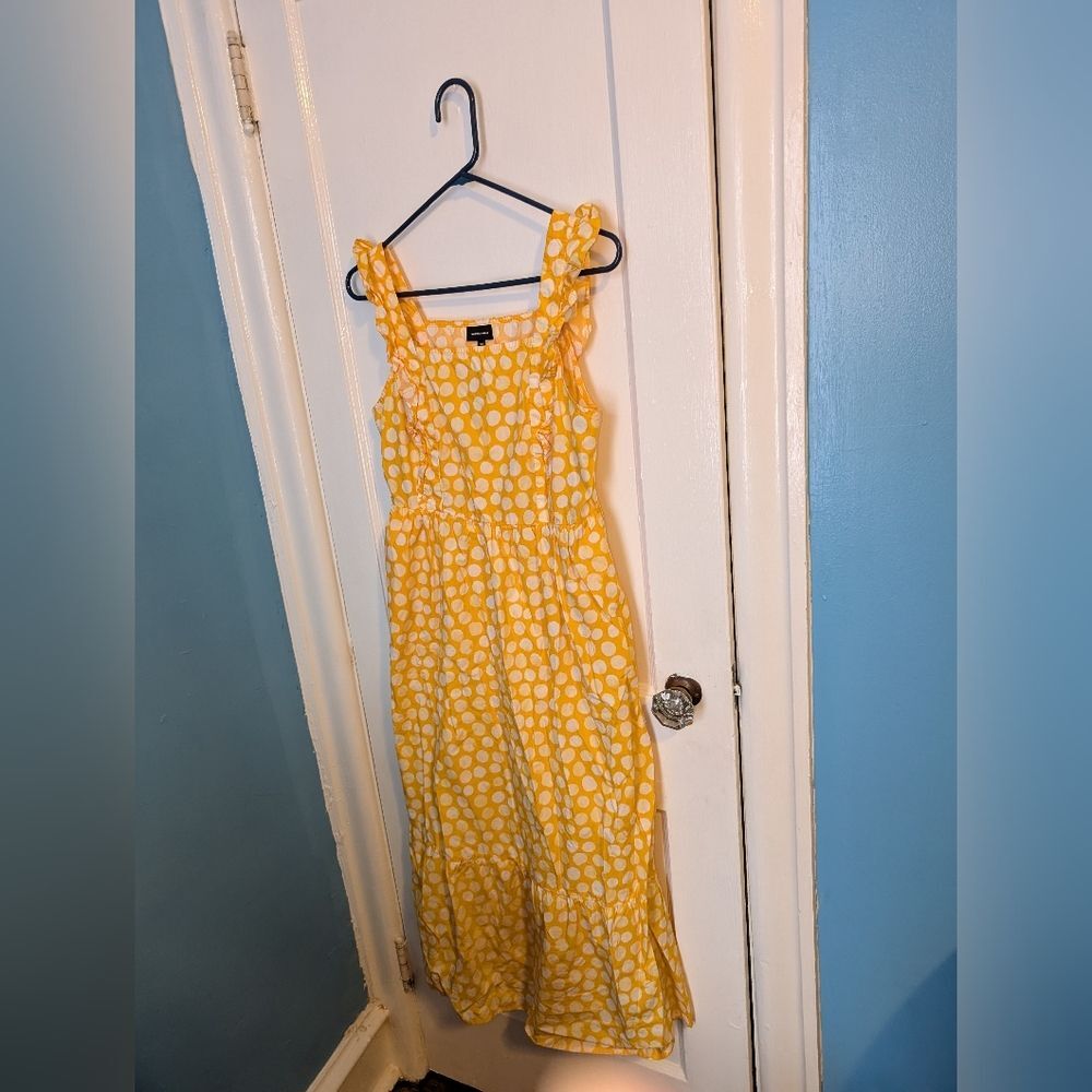 Who What Wear Yellow Polka Dot Maxi Dress | Cottagecore Summer Resort Medium